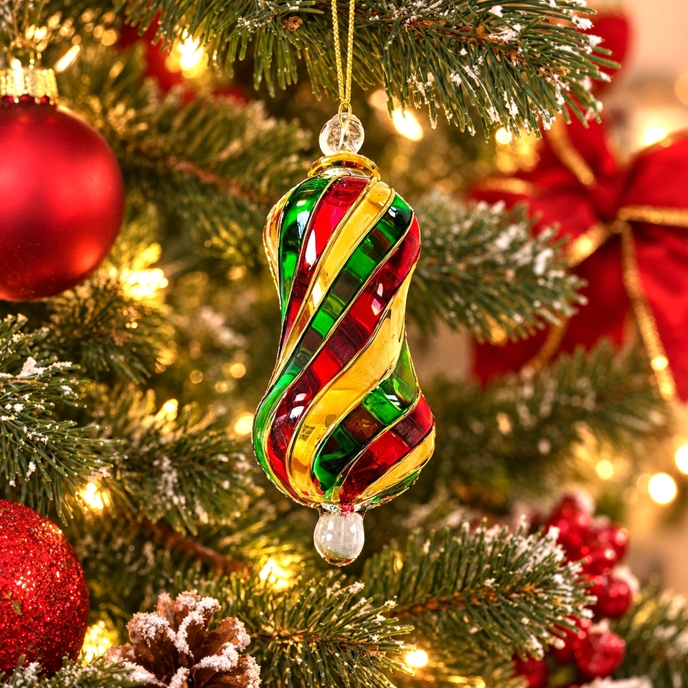 Christmas Ornament Drop Handblown Glass Christmas Ornament Xmas Ornament Art